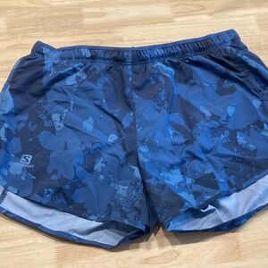 Salomon run Navy and Sky Blue Athletic Shorts